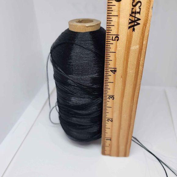 Vintage Black Thread Silky 5" Tall Large Spool Sewing quilting craft - Picture 2 of 4
